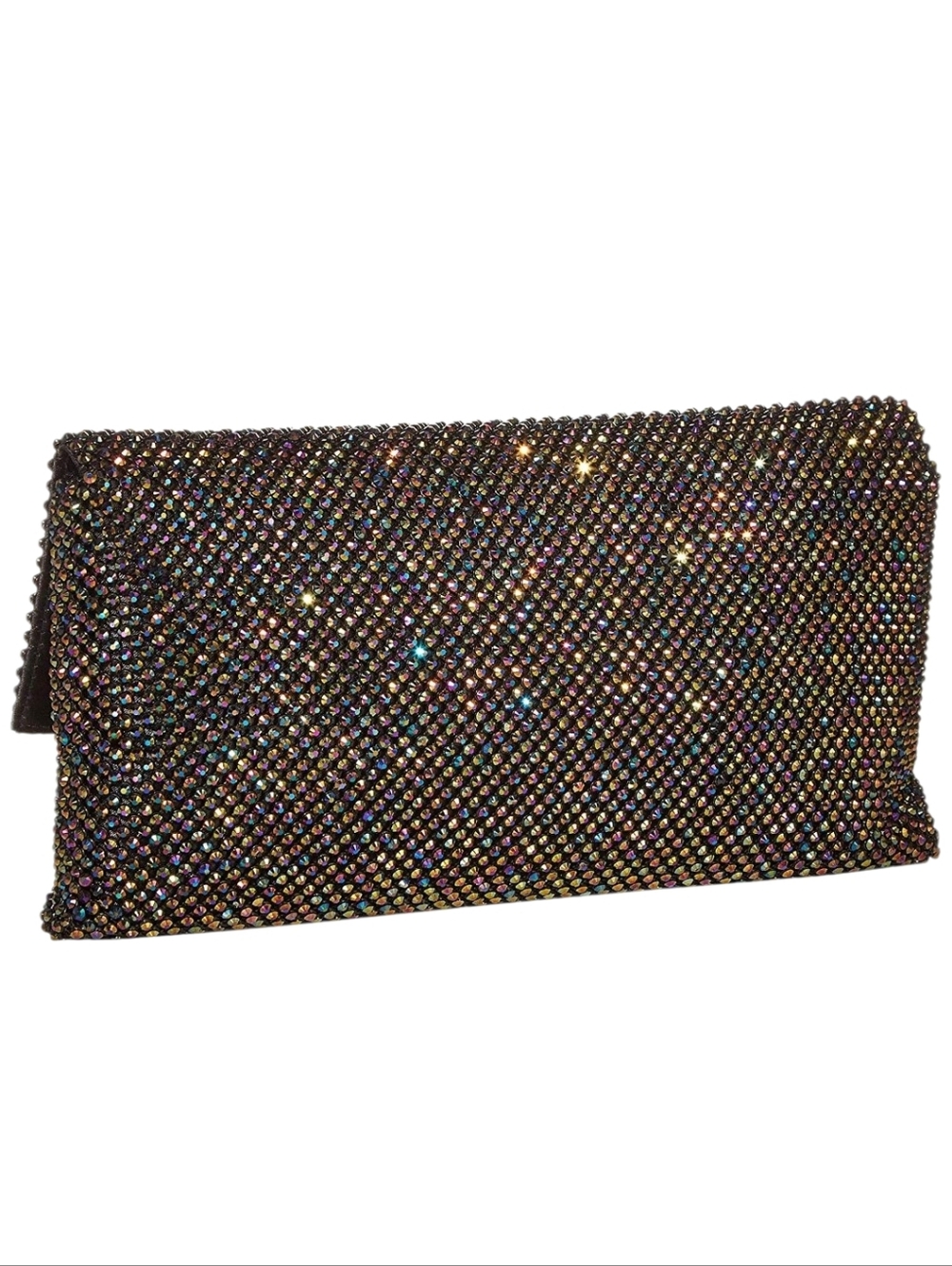 Jessica McClintock L49644 Womens Oil Slick Black Luisa Flap Clutch Handbag Purse